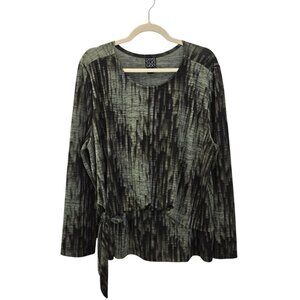 Clara Sunwoo Crinkle Pleat Blouson Overlay Side Tie Detail Top Size XL